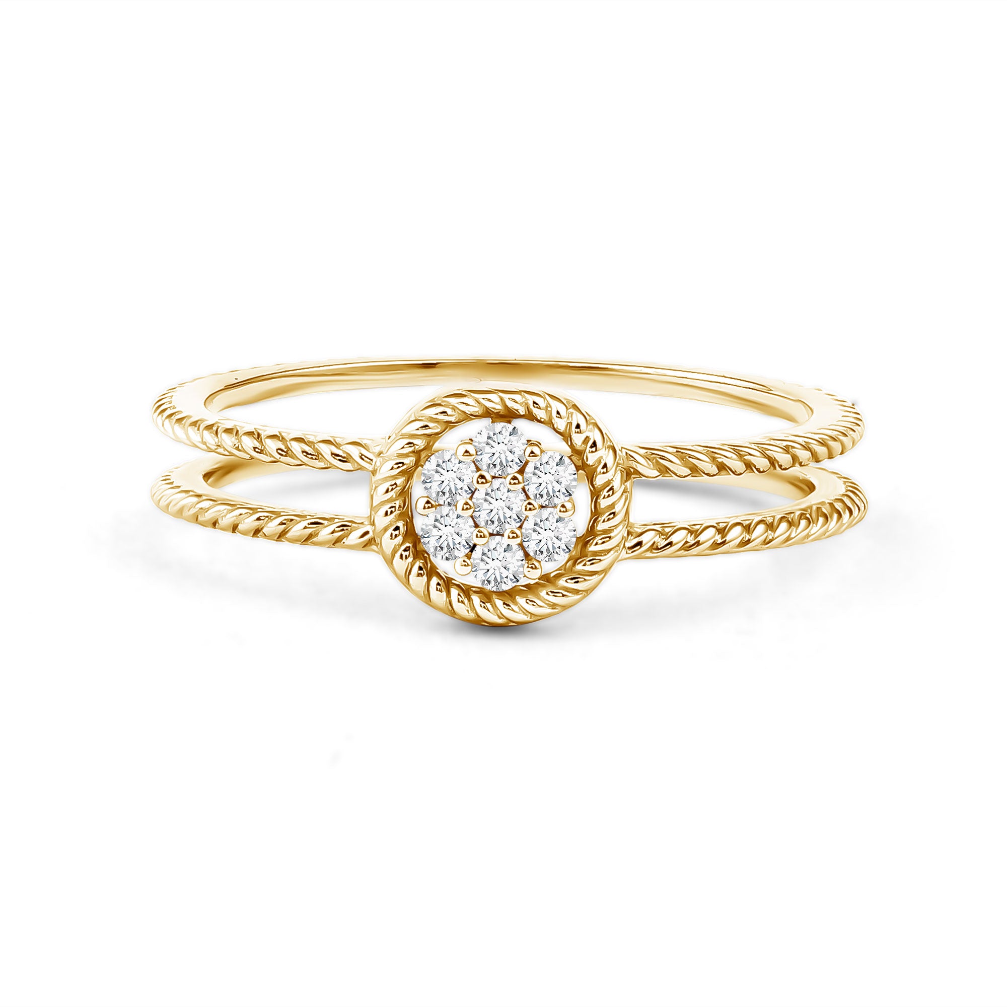 Rosec Jewels-Certified Lab Grown Diamond Flower Promise Ring with Double Band Shank