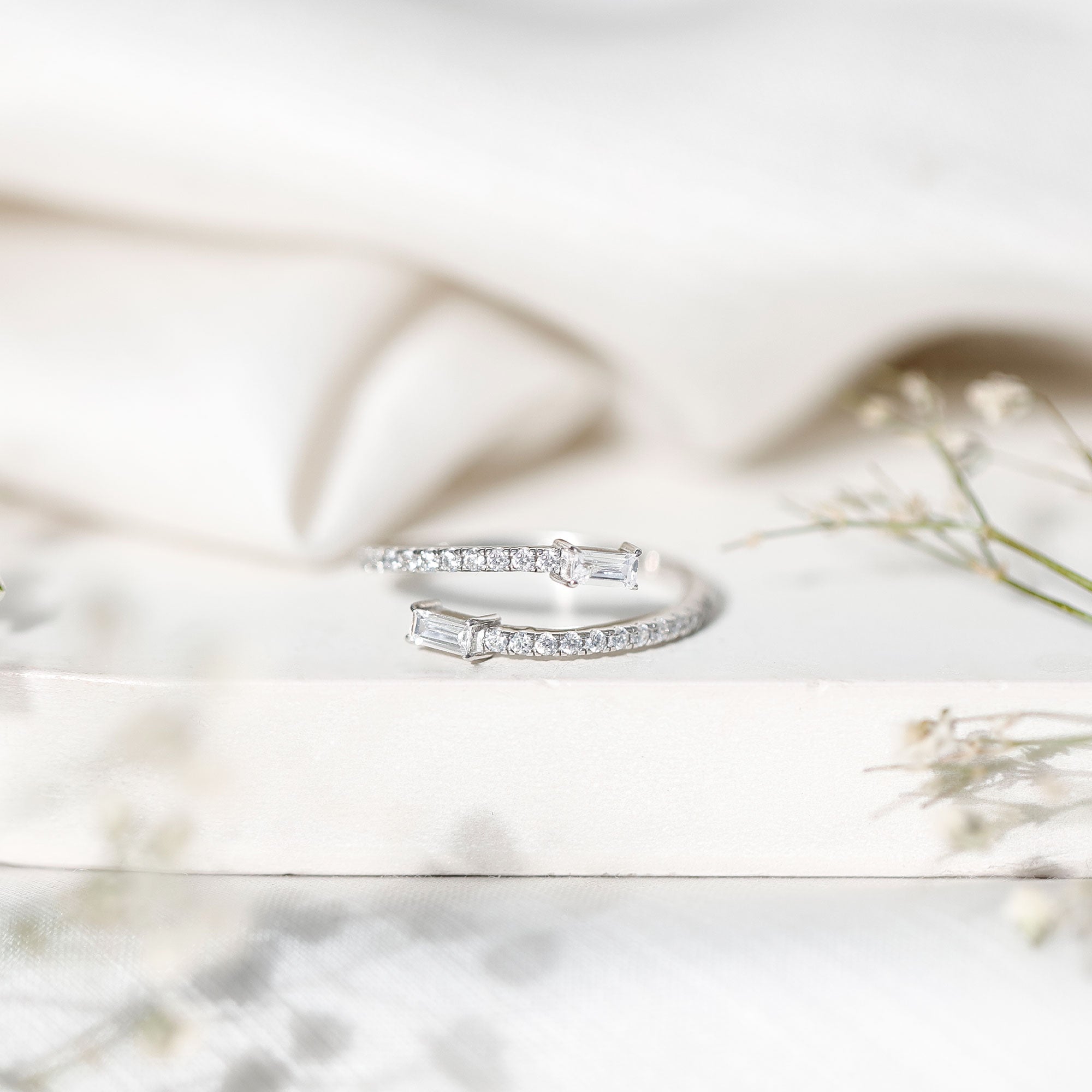 Rosec Jewels-Certified Baguette and Round Lab Grown Diamond Wrap Promise Ring