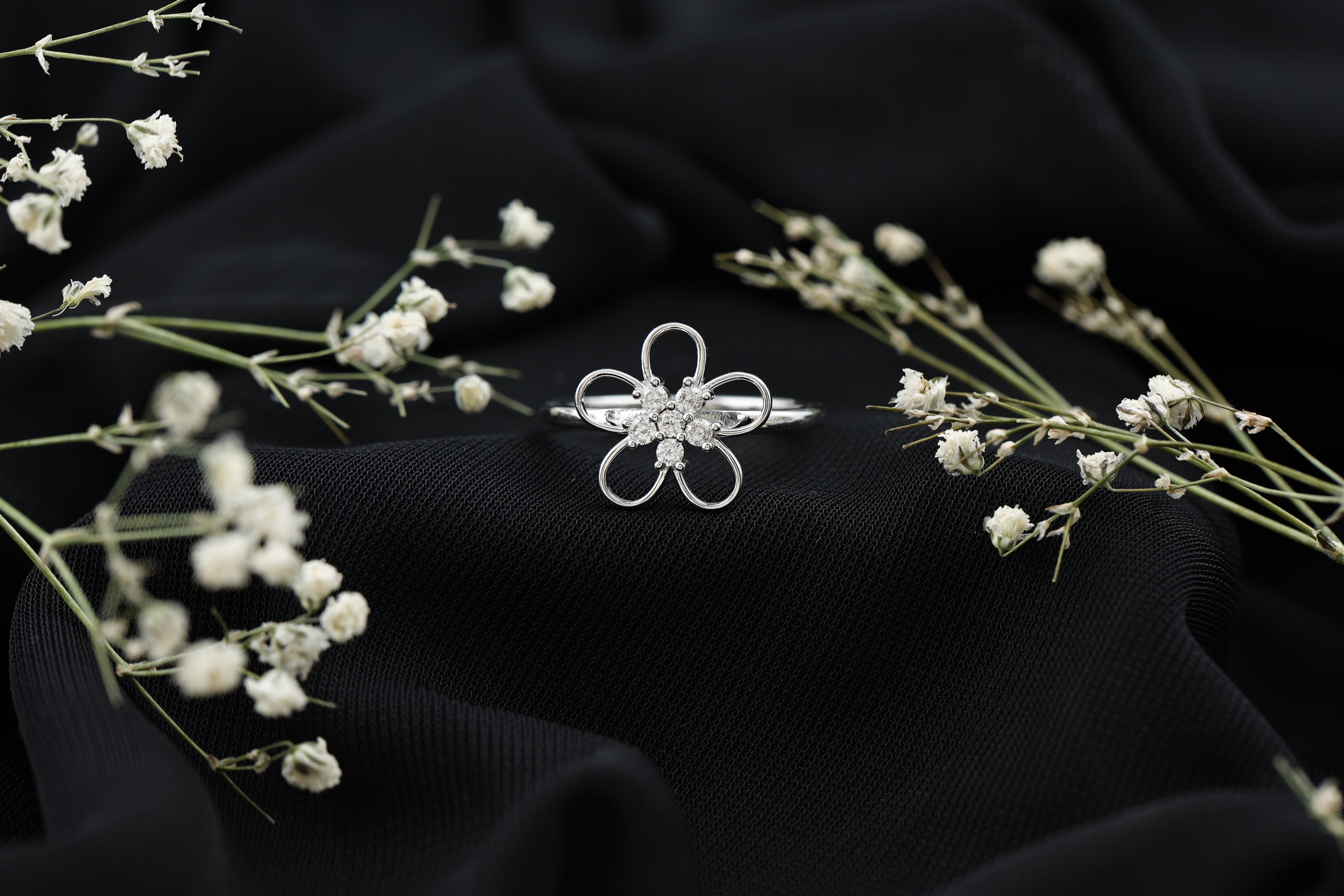 Rosec Jewels-Lab Grown Certified Diamond Flower Engagement Ring for Women