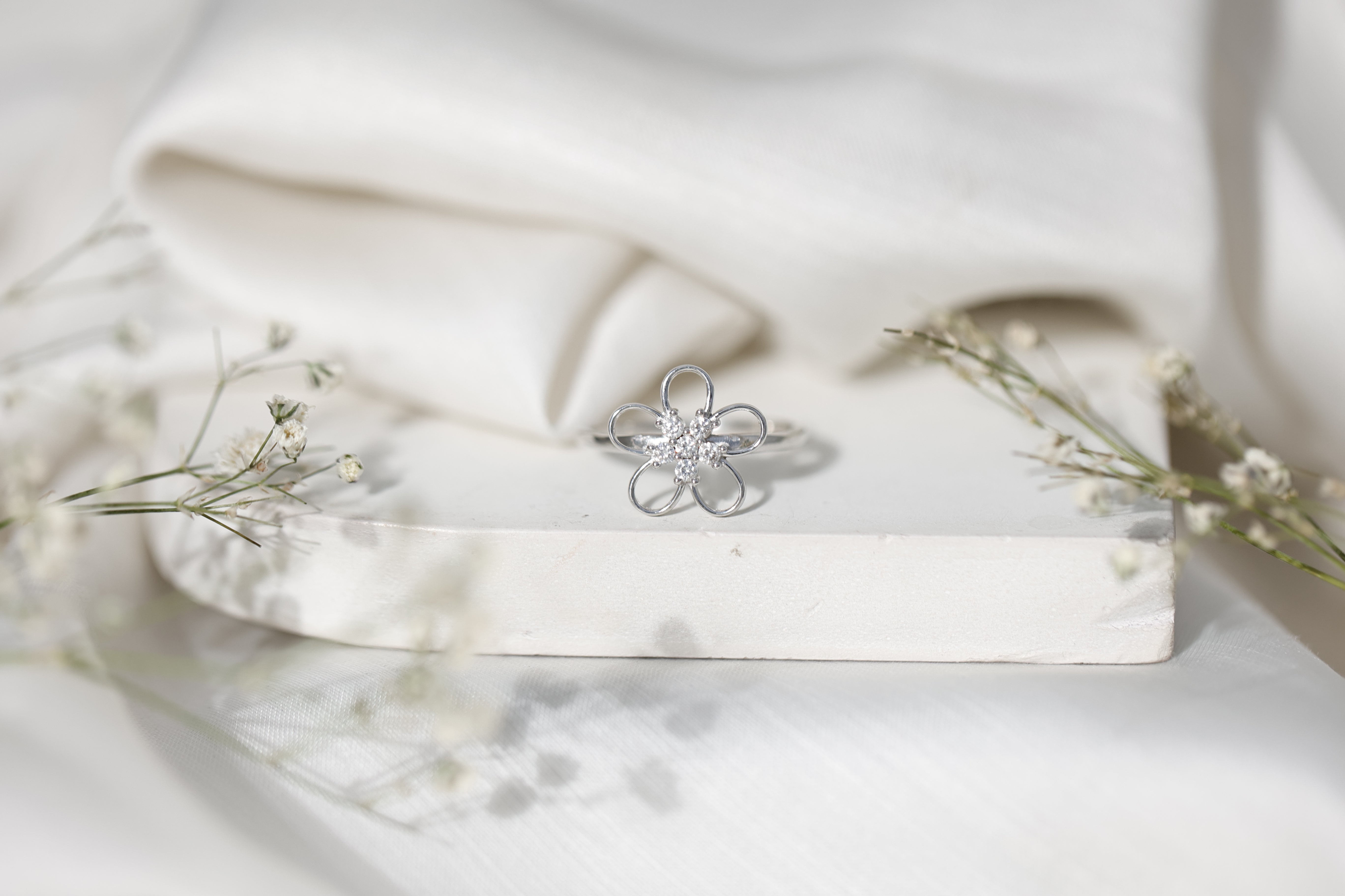 Rosec Jewels-Lab Grown Certified Diamond Flower Engagement Ring for Women
