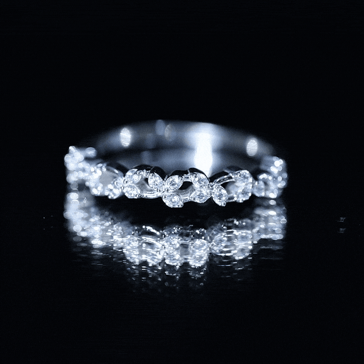 Rosec Jewels-Lab Grown Diamond Leaf Half Eternity Ring with Certificate