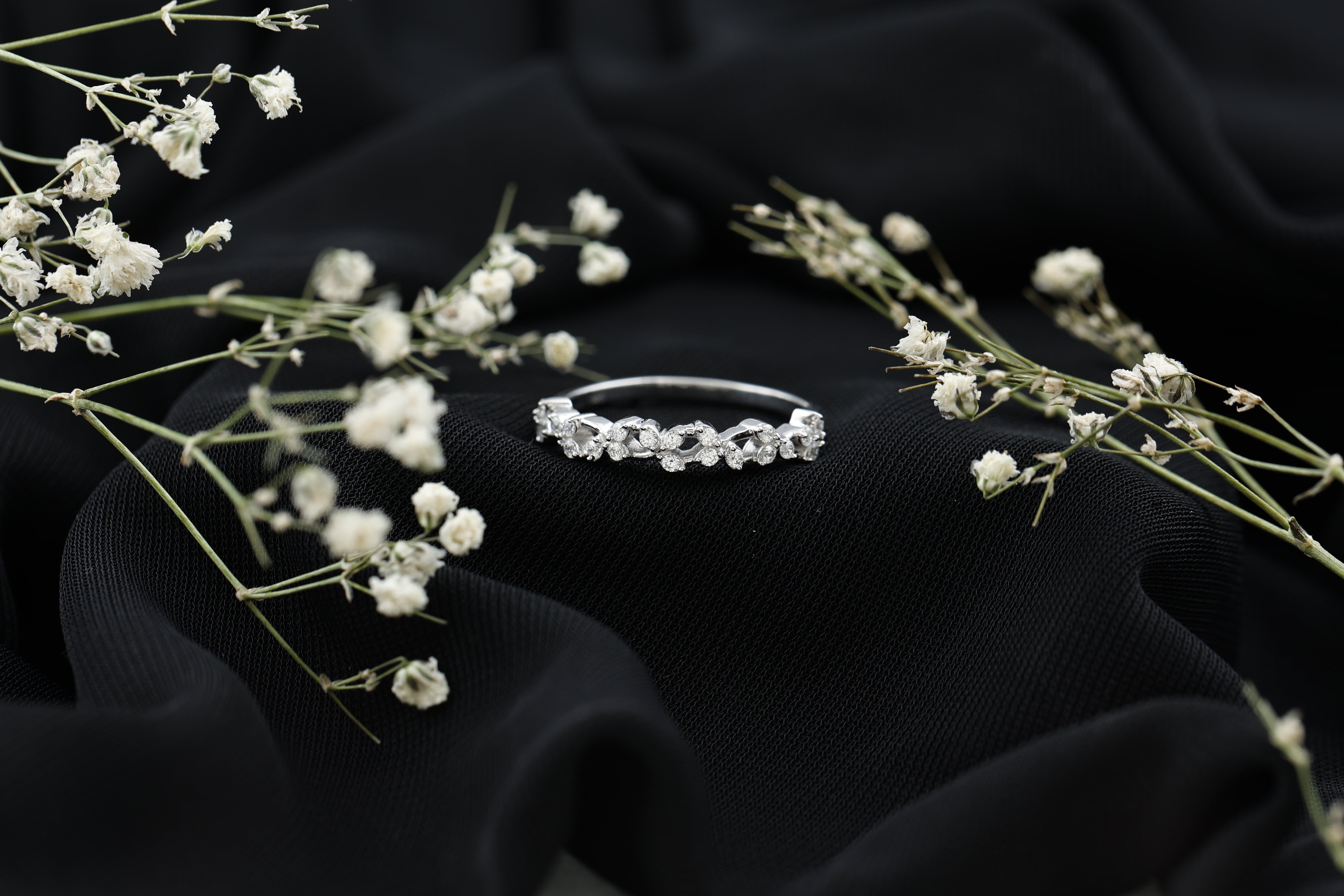 Rosec Jewels-Lab Grown Diamond Leaf Half Eternity Ring with Certificate