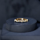 Lab Grown Diamond Leaf Half Eternity Ring with Certificate Lab - ( EF-VS ) - Rosec Jewels