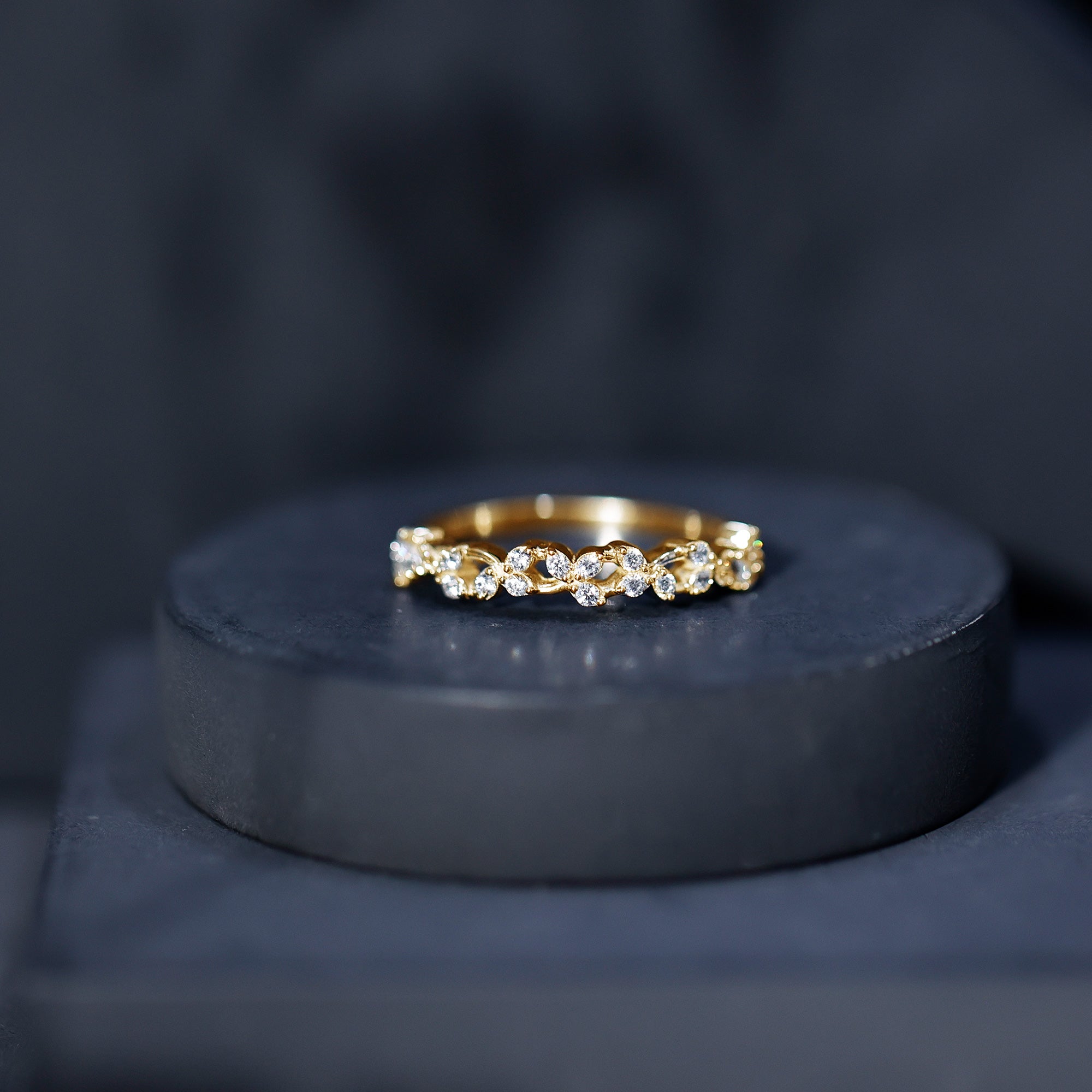 Lab Grown Diamond Leaf Half Eternity Ring with Certificate Lab - ( EF-VS ) - Rosec Jewels