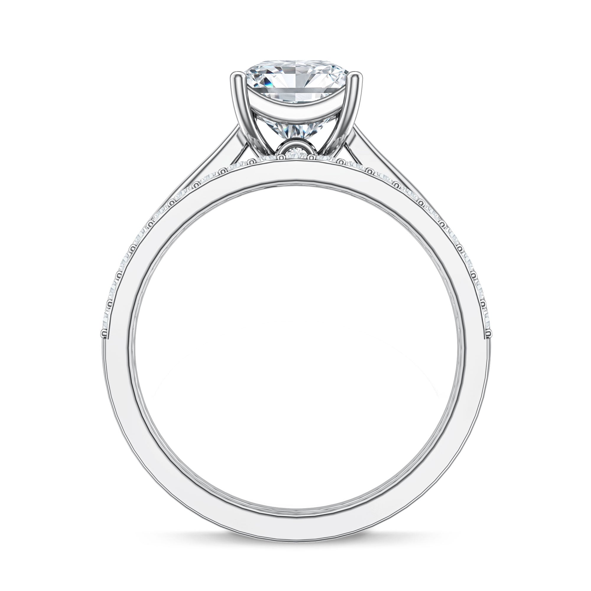 Rosec Jewels-IGI Certified 1 Carat Princess Cut Lab Grown Diamond Solitaire Bridal Ring Set