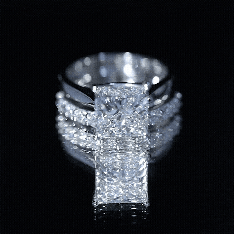 IGI Certified 4 Carat Princess Cut Lab Grown Diamond Solitaire Wedding Ring Set Lab - ( E-VS1 ) - Rosec Jewels