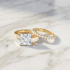 IGI Certified 4 Carat Princess Cut Lab Grown Diamond Solitaire Wedding Ring Set Lab - ( E-VS1 ) - Rosec Jewels