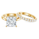 Rosec Jewels-IGI Certified 4 Carat Princess Cut Lab Grown Diamond Solitaire Wedding Ring Set