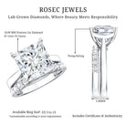 Rosec Jewels-5 Carat Huge Lab Grown Diamond Princess Cut Engagement Ring Set with IGI Certificate