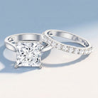 5 Carat Huge Lab Grown Diamond Princess Cut Engagement Ring Set with IGI Certificate Lab - ( E-VS1 ) - Rosec Jewels