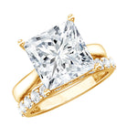 Rosec Jewels-5 Carat Huge Lab Grown Diamond Princess Cut Engagement Ring Set with IGI Certificate