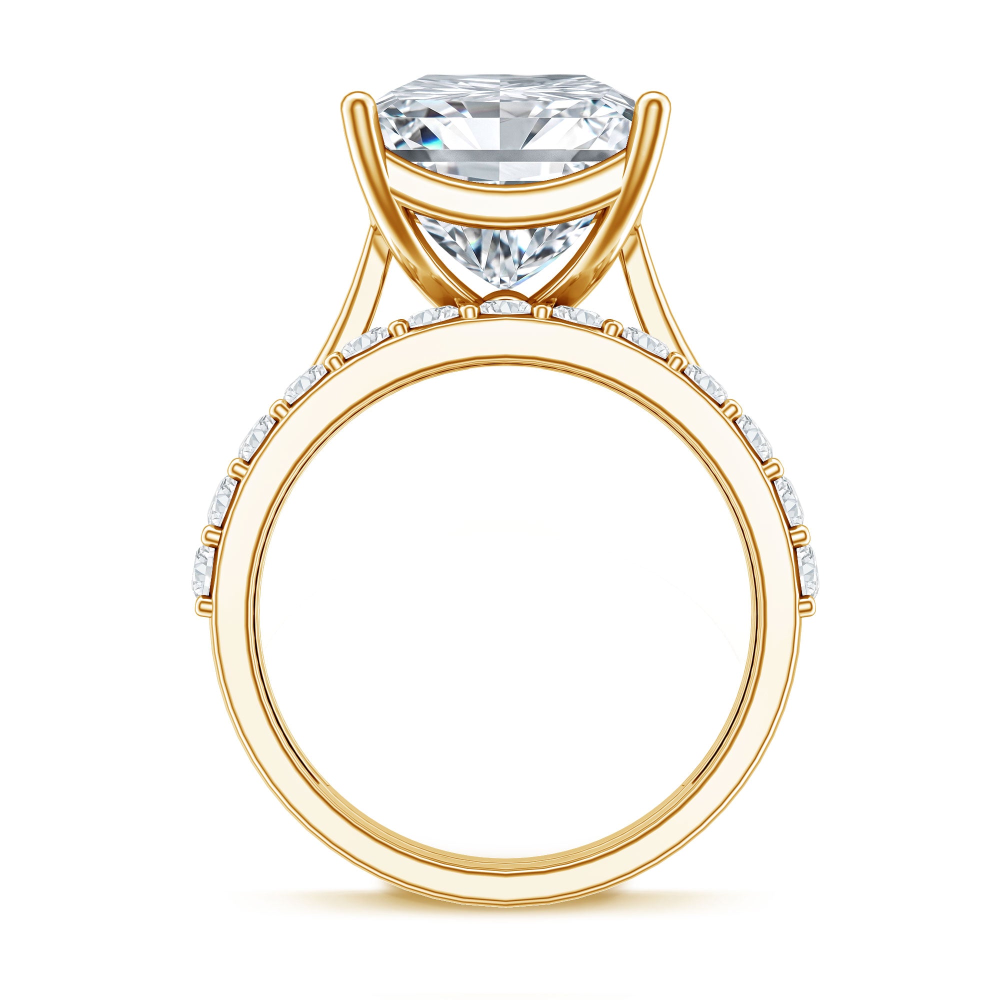 Rosec Jewels-5 Carat Huge Lab Grown Diamond Princess Cut Engagement Ring Set with IGI Certificate