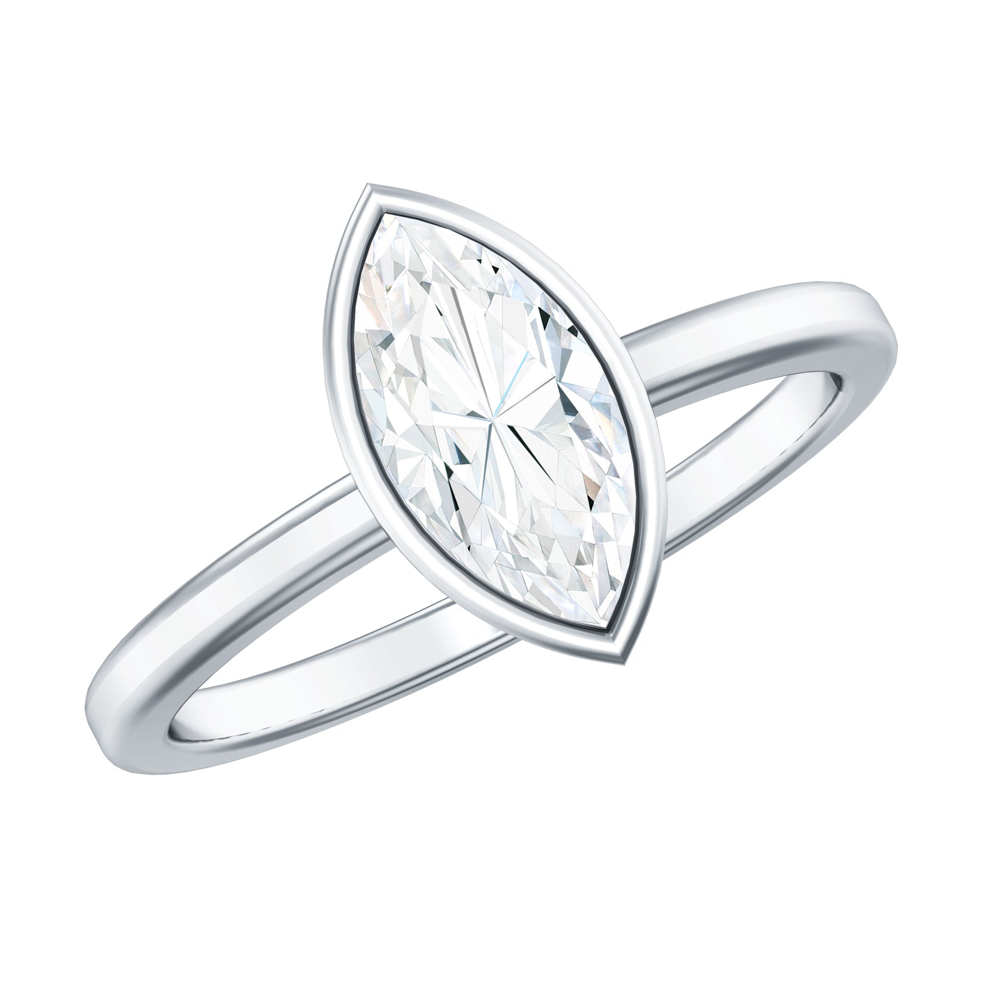 Rosec Jewels-IGI Certified 1 Carat Marquise Lab Grown Diamond Engagement Ring in Bezel Setting