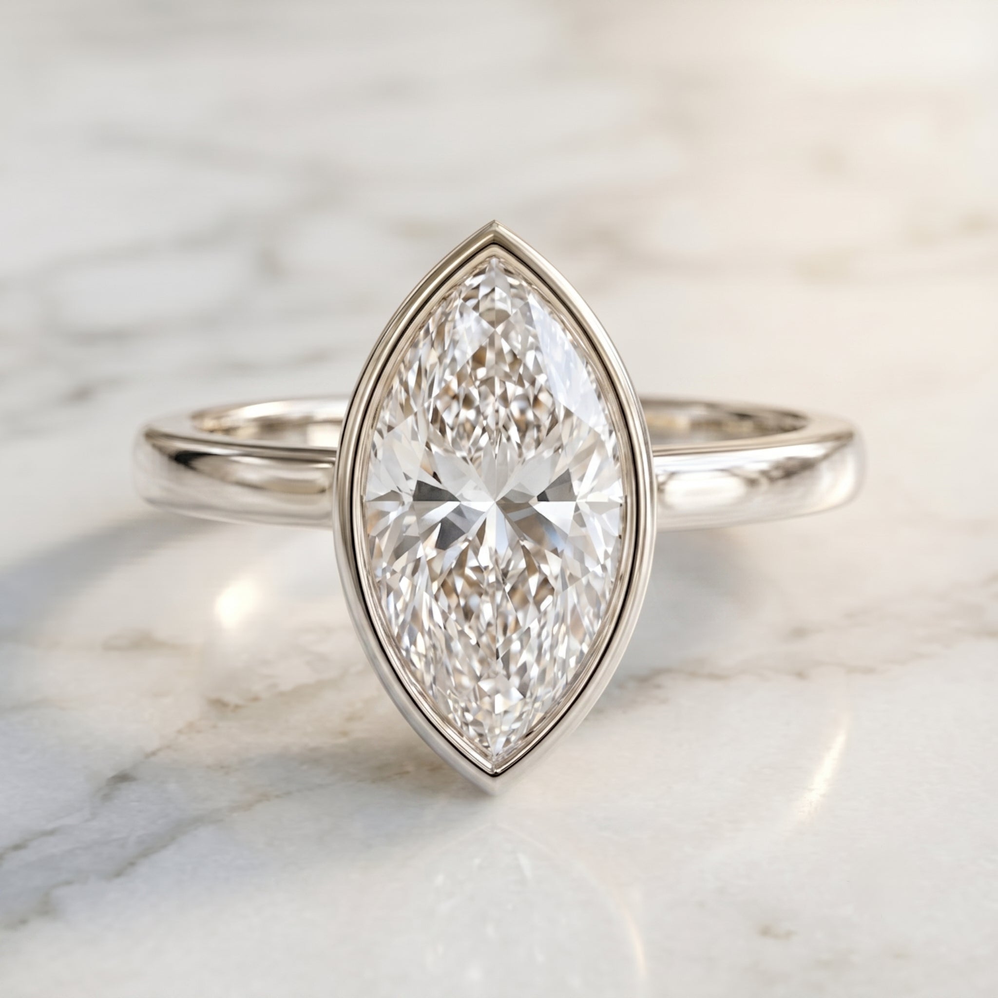 IGI Certified 2 Carat Lab Grown Diamond Marquise Ring For Engagement Lab - ( E-VS1 ) - Rosec Jewels