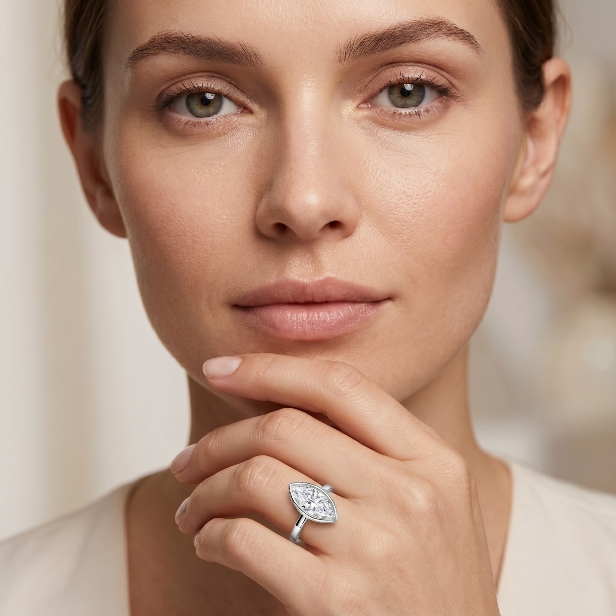IGI Certified 3 Carat Solitaire Lab Grown Diamond Marquise Cut Engagement Ring Lab - ( E-VS1 ) - Rosec Jewels
