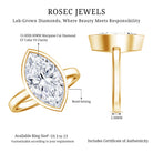 Rosec Jewels-4 Carat Marquise Cut Lab Grown Diamond Bezel Engagement Ring with IGI Certificate
