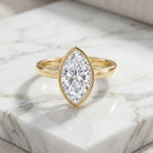 4 Carat Marquise Cut Lab Grown Diamond Bezel Engagement Ring with IGI Certificate Lab - ( E-VS1 ) - Rosec Jewels