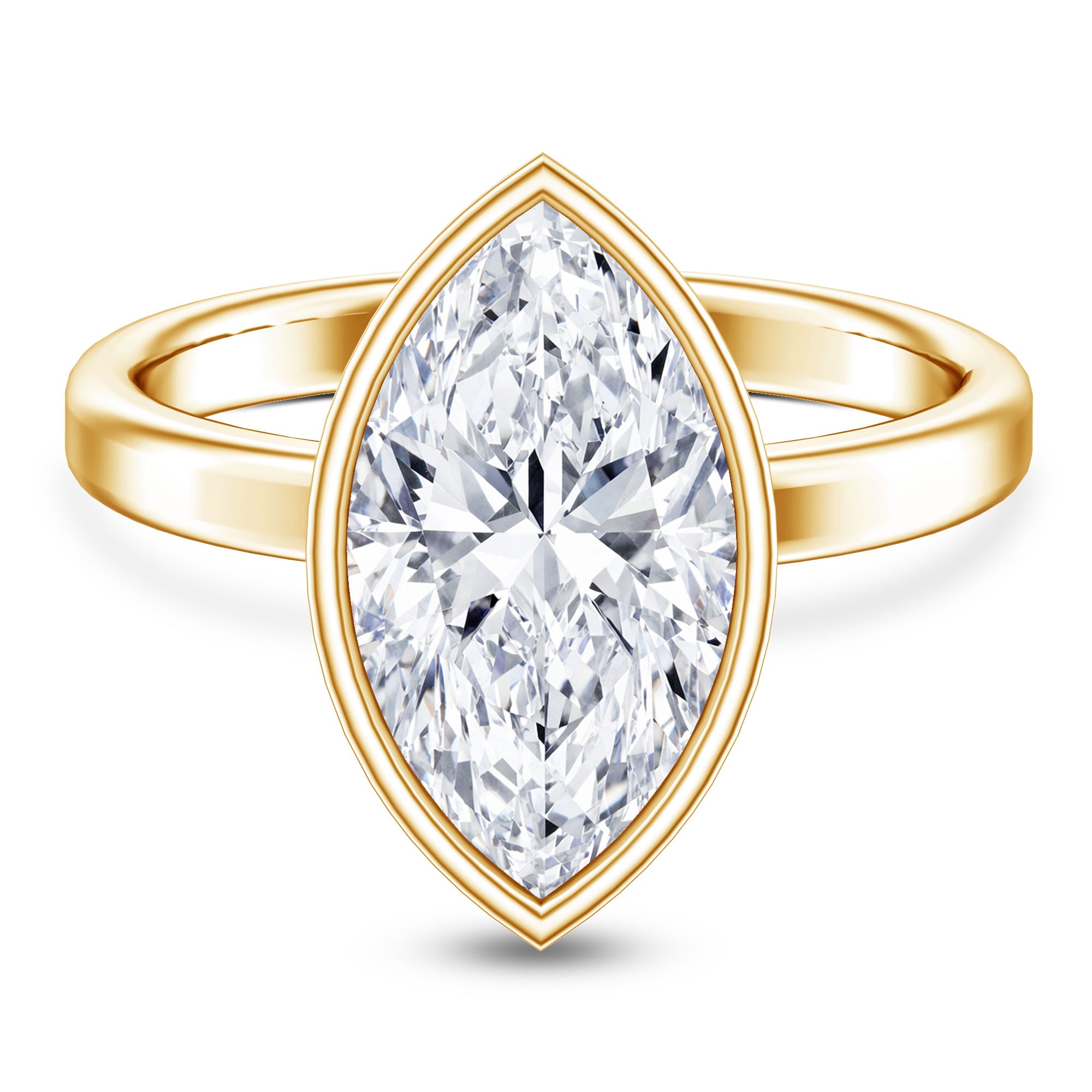 Rosec Jewels-4 Carat Marquise Cut Lab Grown Diamond Bezel Engagement Ring with IGI Certificate