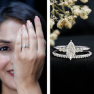 Rosec Jewels-IGI Certified 1 Carat Marquise Lab Grown Diamond Wedding Ring Set for Women