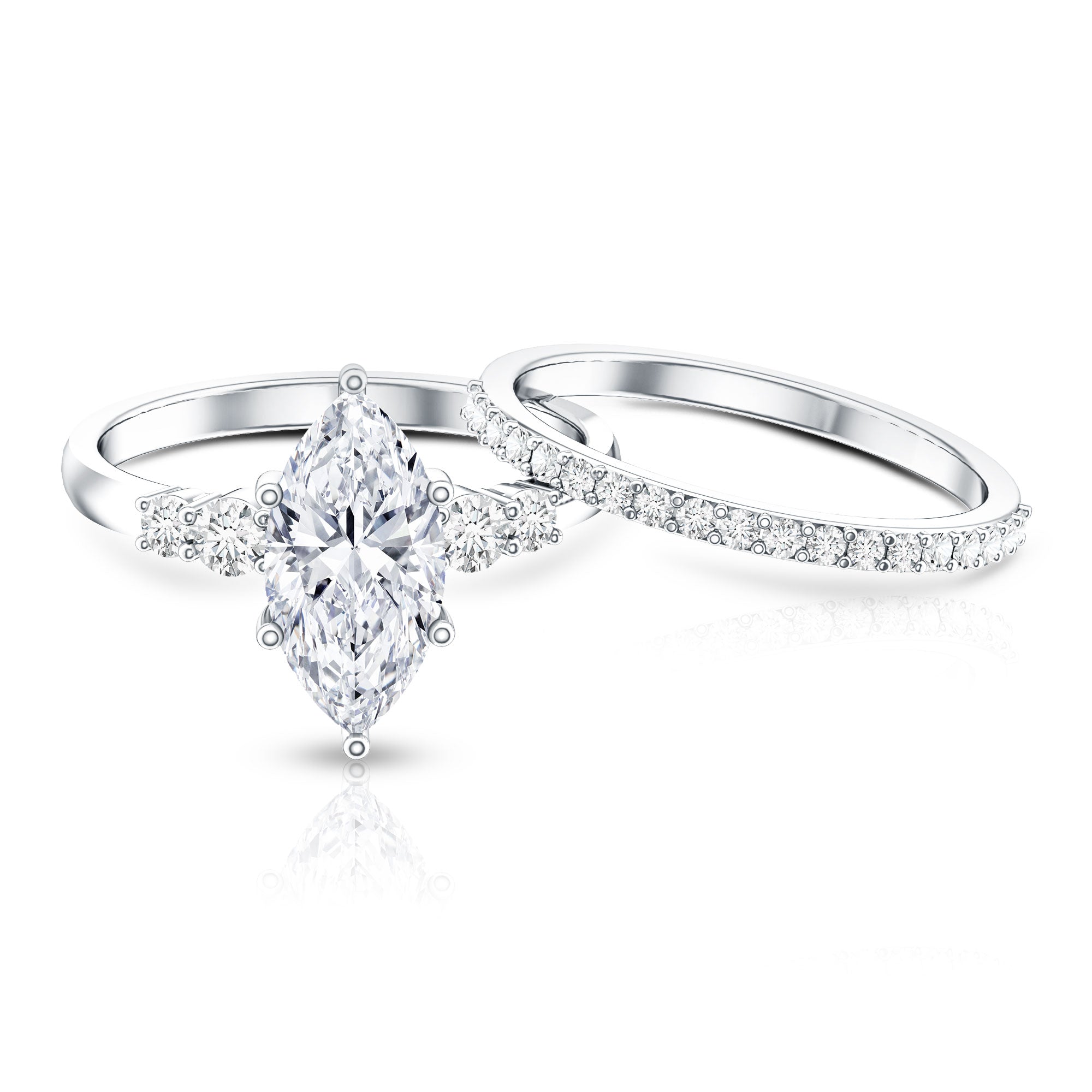 Rosec Jewels-2 Carat Marquise Cut Bridal Ring Set with IGI Certified Lab Grown Diamond