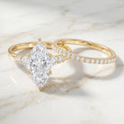 IGI Certified 3 Carat Lab Grown Diamond Marquise Bridal Wedding Ring Set Lab - ( E-VS1 ) - Rosec Jewels