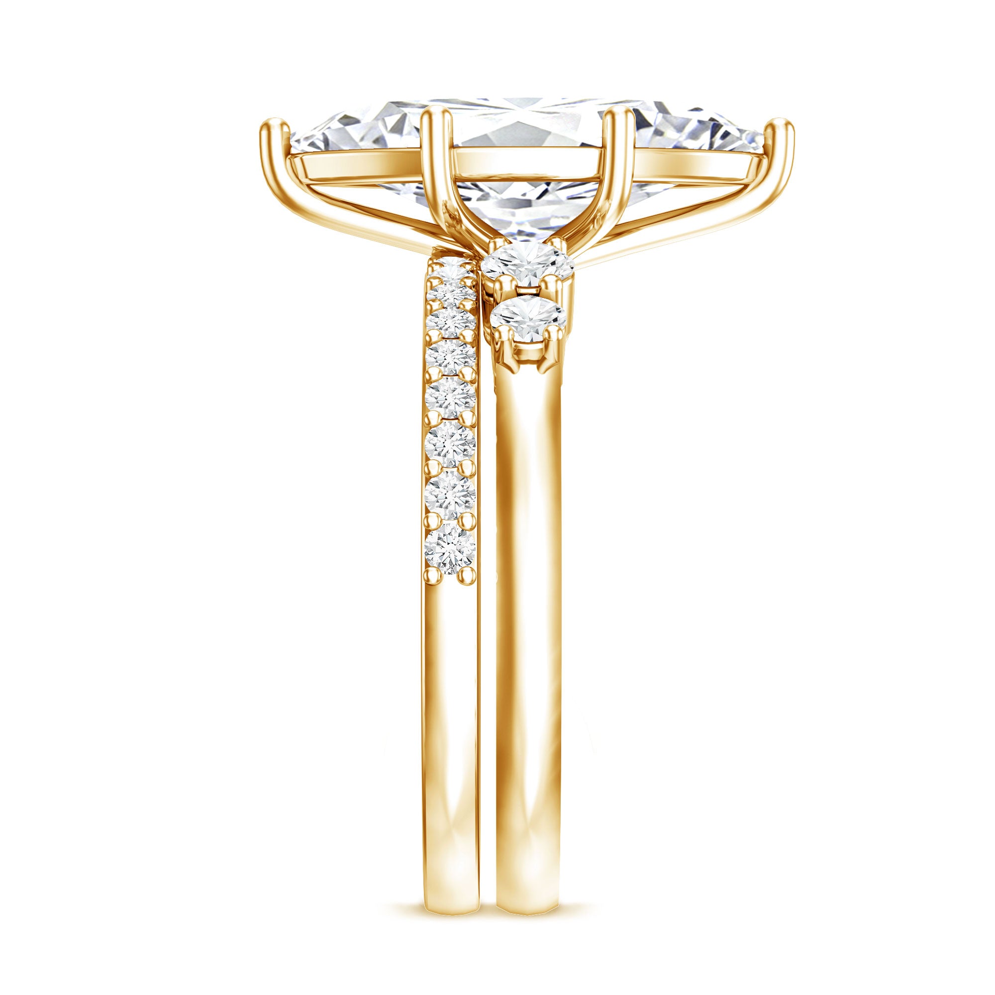 Rosec Jewels-IGI Certified 3 Carat Lab Grown Diamond Marquise Bridal Wedding Ring Set
