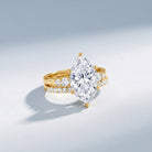 IGI Certified Lab Grown Diamond 4 Carat Marquise Engagement Ring with Wedding Band Lab - ( E-VS1 ) - Rosec Jewels