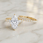 IGI Certified Lab Grown Diamond 4 Carat Marquise Engagement Ring with Wedding Band Lab - ( E-VS1 ) - Rosec Jewels