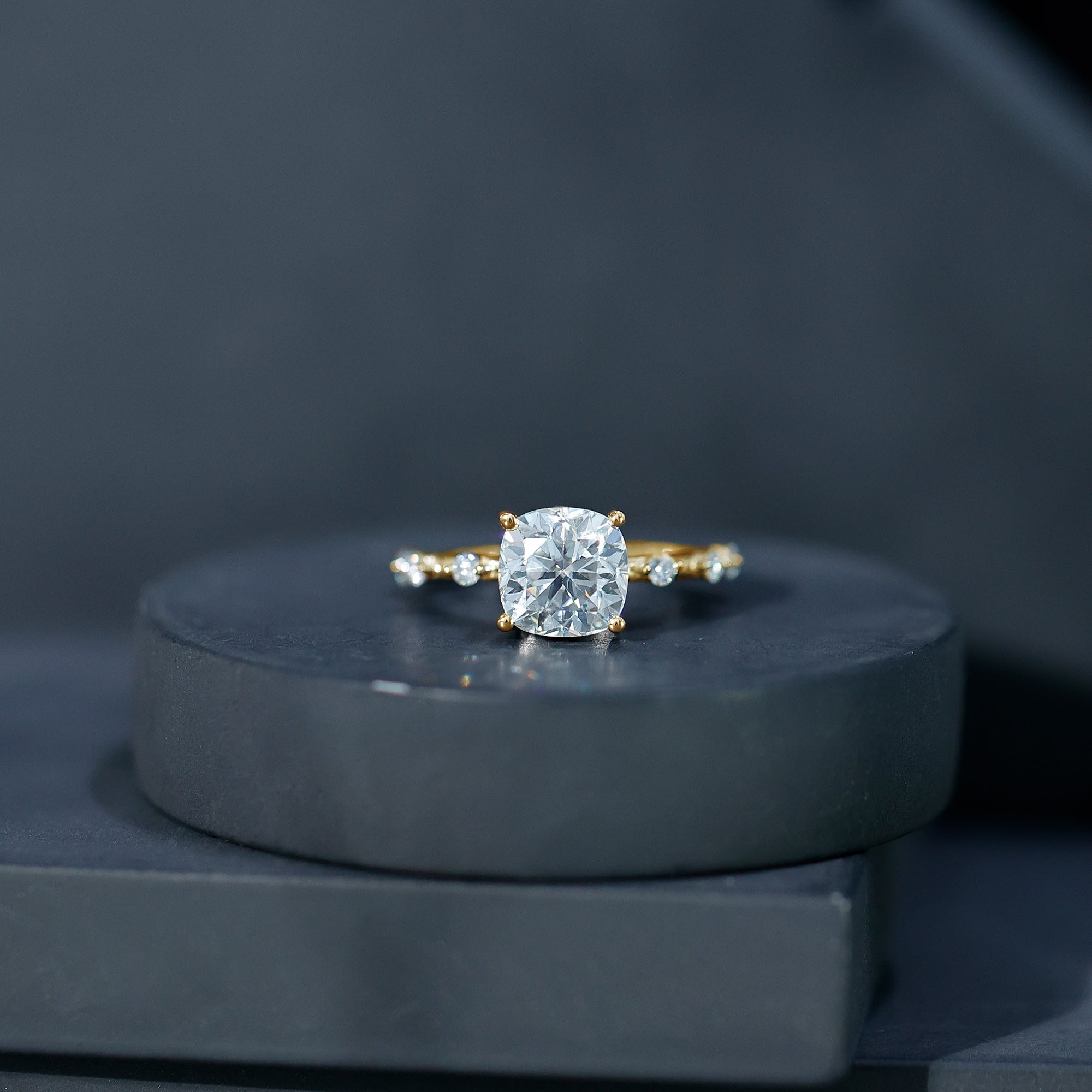 Rosec Jewels-Cushion Cut 2 Carat Lab Grown Diamond Solitaire Engagement Ring with IGI Certificate