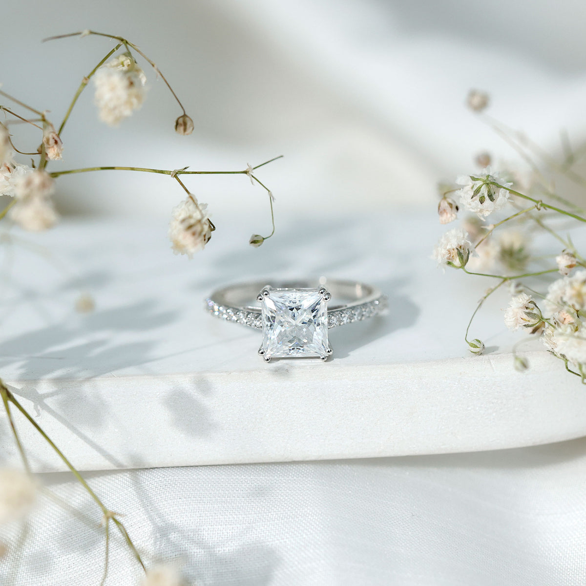 Rosec Jewels-IGI Verified Lab Grown Diamond 3 Carat Princess Cut Engagement Ring