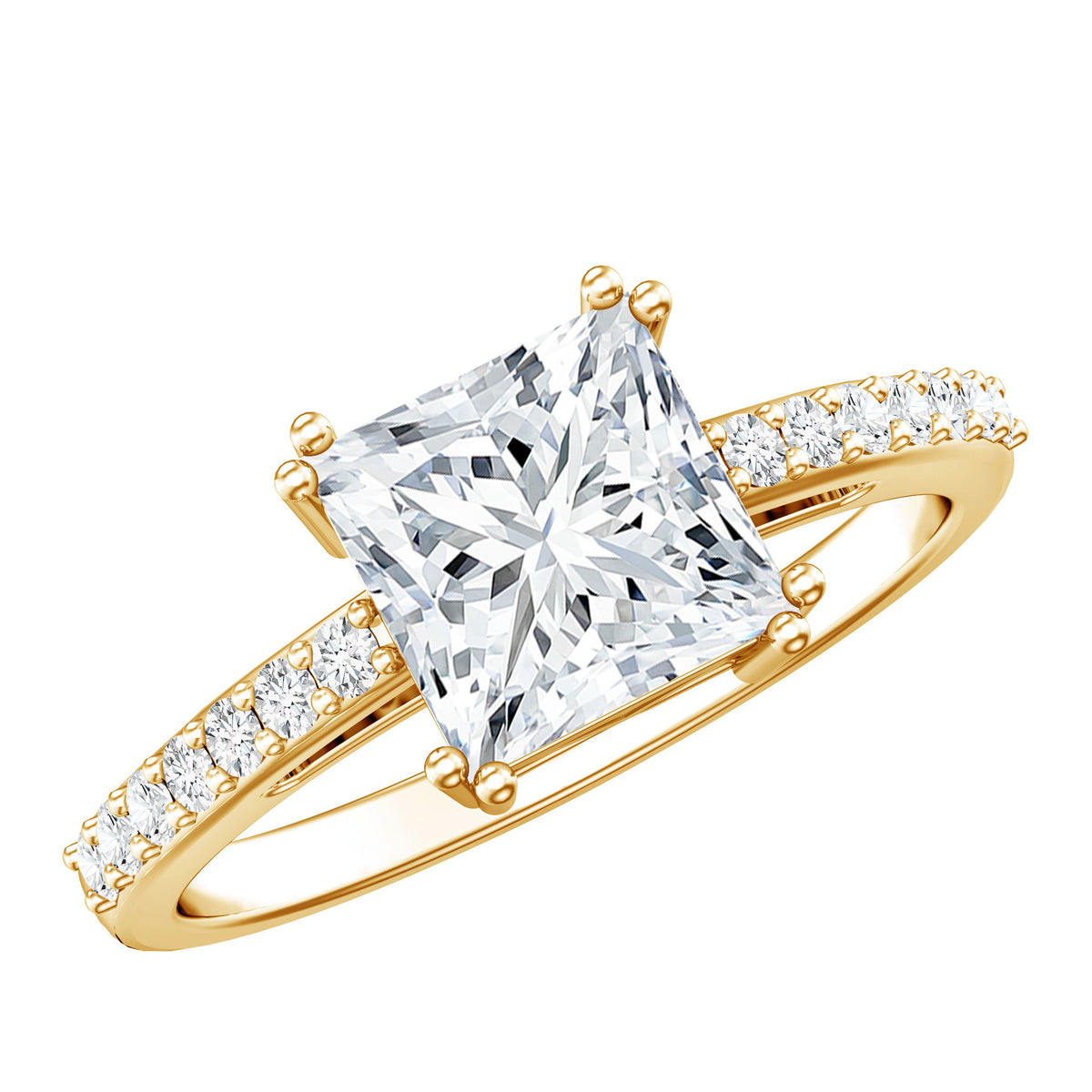 IGI Verified Lab Grown Diamond 3 Carat Princess Cut Engagement Ring Lab - ( E-VS1 ) - Rosec Jewels