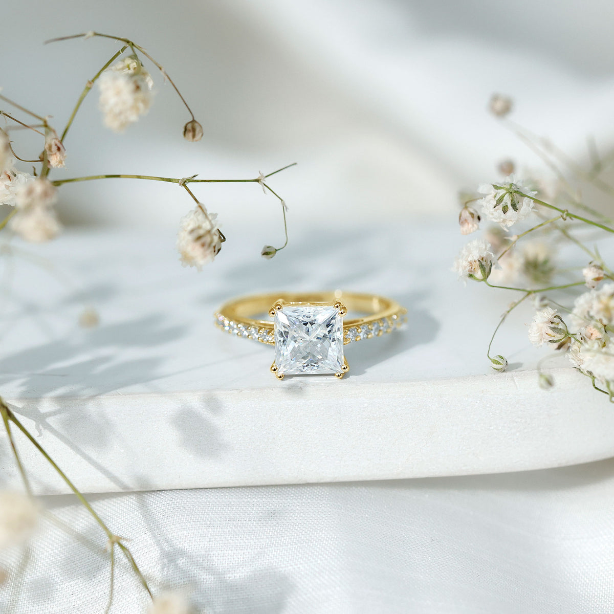 Rosec Jewels-IGI Verified Lab Grown Diamond 3 Carat Princess Cut Engagement Ring