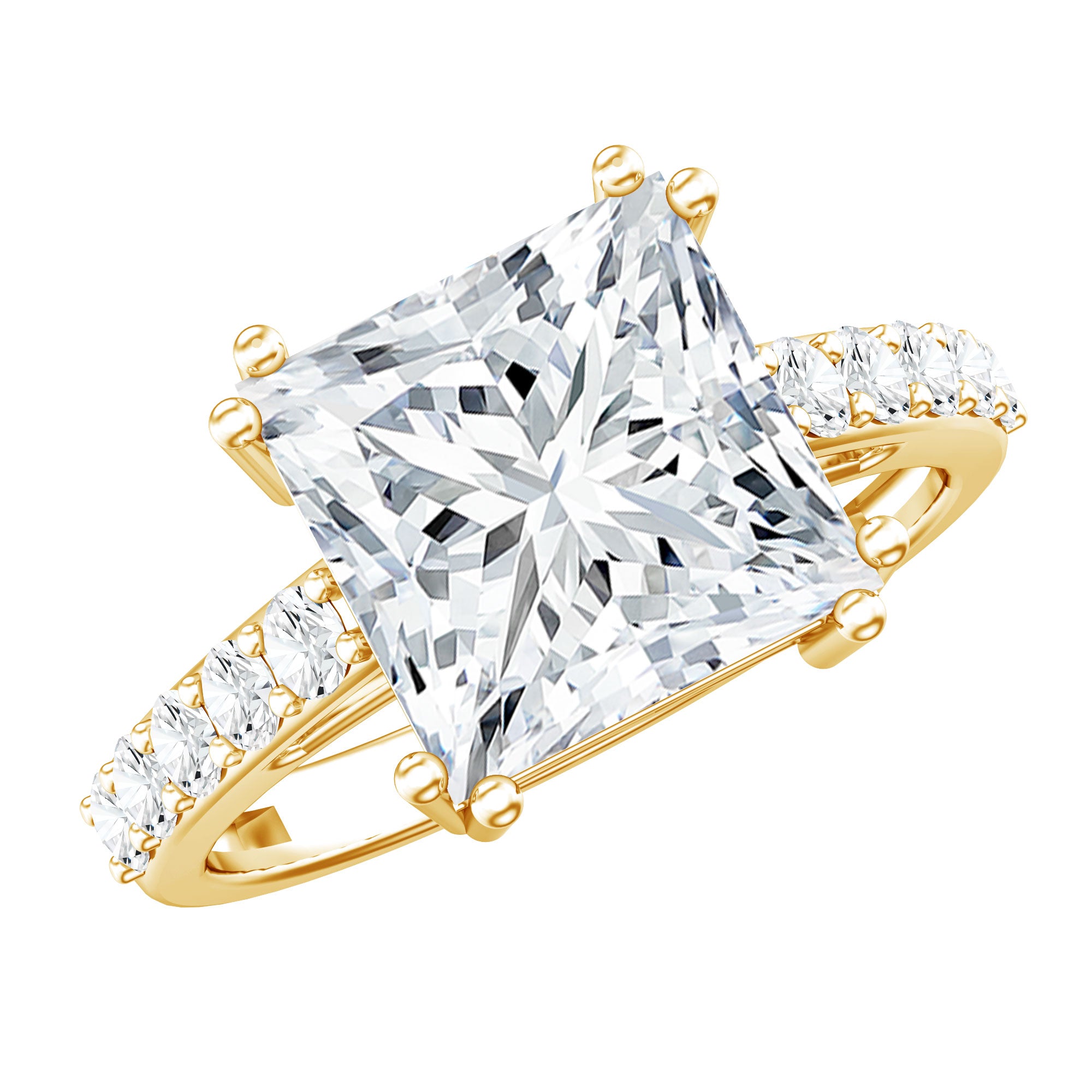 Rosec Jewels-IGI Certified 4 Carat Princess Cut Lab Grown Diamond Solitaire Engagement Ring