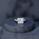 IGI Certified Princess Cut Lab Grown Diamond 5 Carat Engagement Ring with Side Stones Lab - ( E-VS1 ) - Rosec Jewels