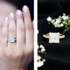 IGI Certified Princess Cut Lab Grown Diamond 5 Carat Engagement Ring with Side Stones Lab - ( E-VS1 ) - Rosec Jewels