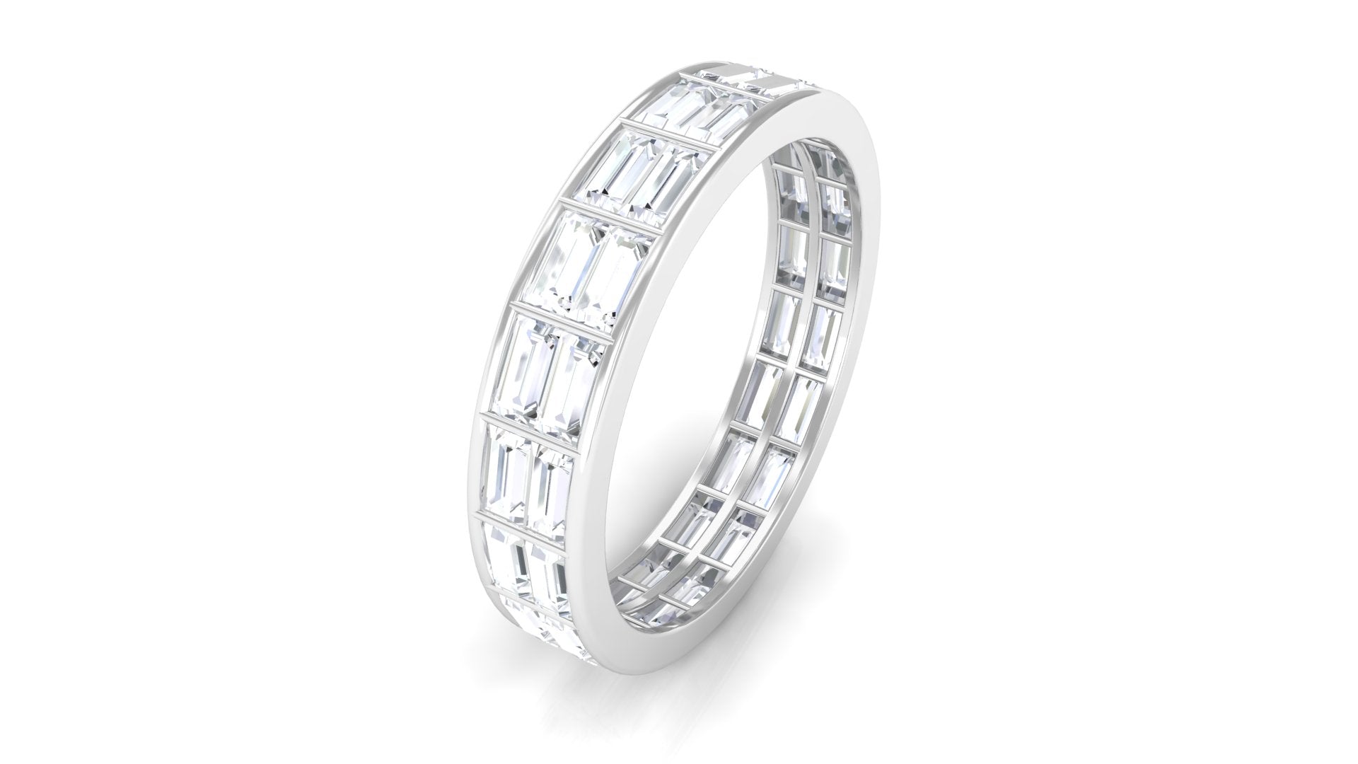 3 CT Cubic Zirconia Two Row Eternity Wedding Band Ring AAAA - Rosec Jewels