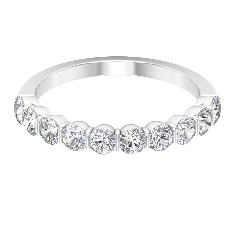 Rosec Jewels-Natural Diamond Half Eternity Ring in Bar Setting