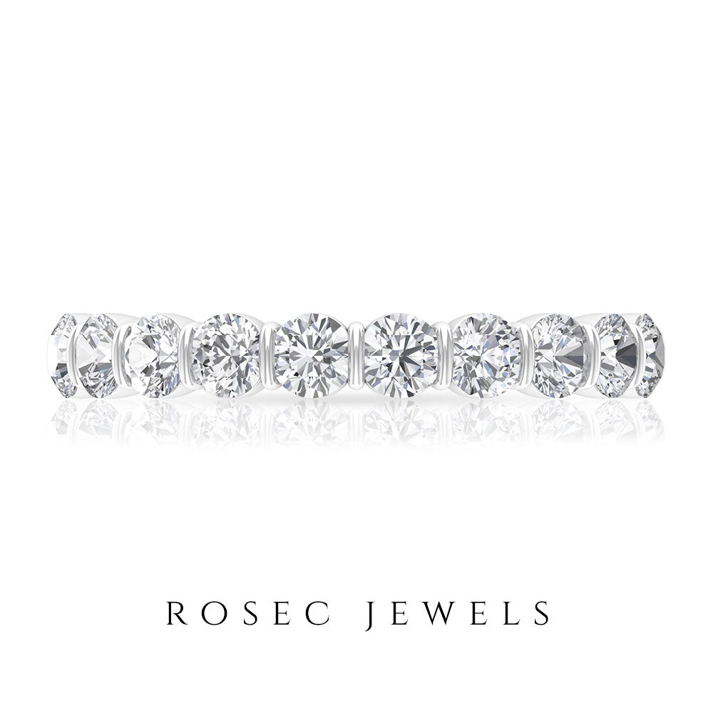Rosec Jewels-Natural Diamond Half Eternity Ring in Bar Setting