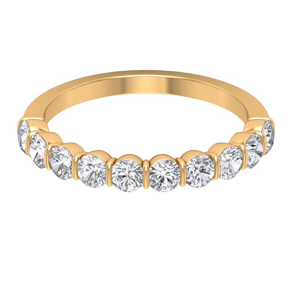 Rosec Jewels-Natural Diamond Half Eternity Ring in Bar Setting