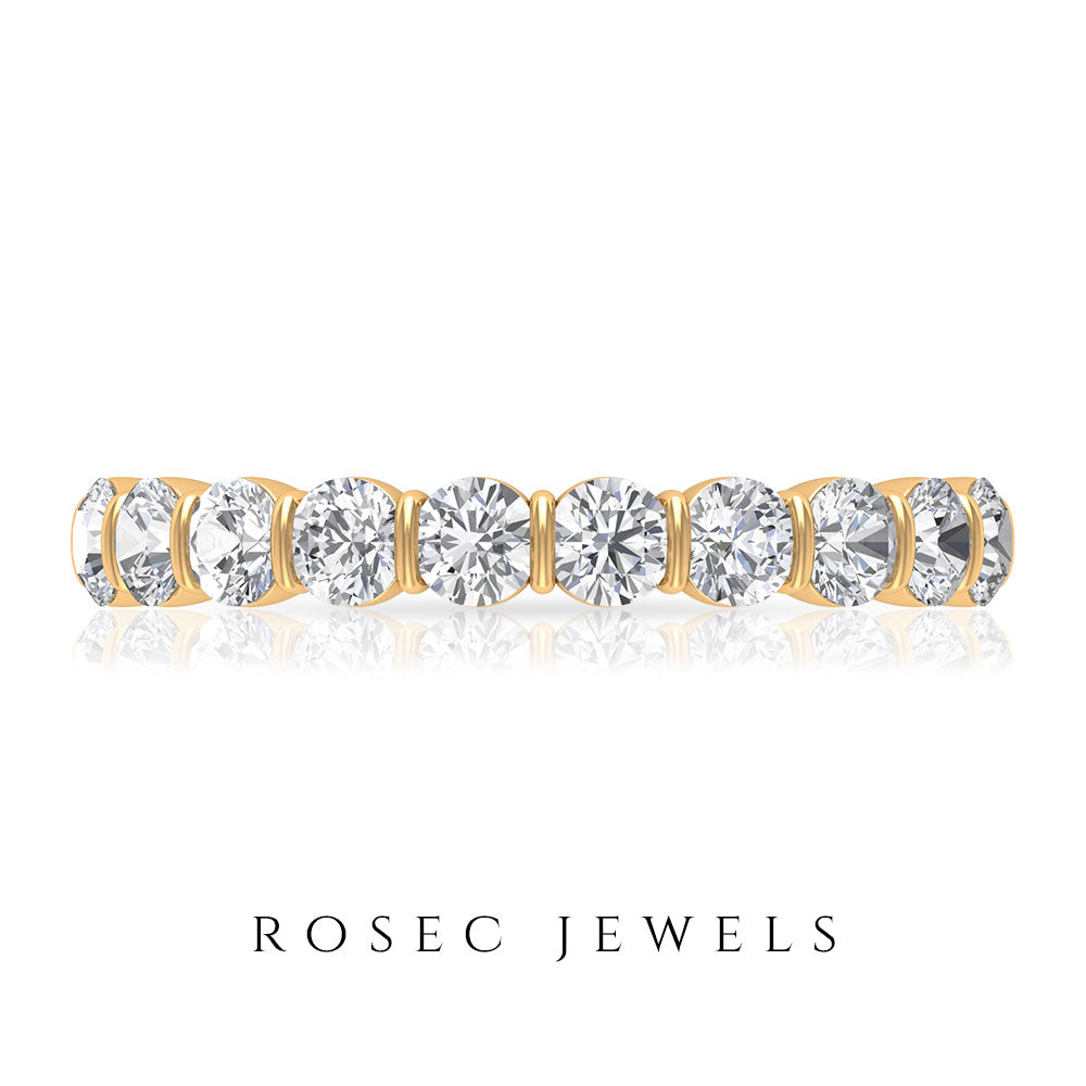 Rosec Jewels-Natural Diamond Half Eternity Ring in Bar Setting