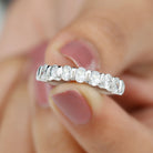 Rosec Jewels-Oval Shaped Cubic Zirconia Half Eternity Band Ring with Certificate