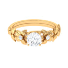 1 CT Solitaire Moissanite Gold Floral Engagement Ring Moissanite - ( D-VS1 ) - Color and Clarity - Rosec Jewels