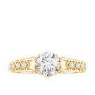 Round Cut Certified Moissanite Art Deco Engagement Ring D-VS1 - Rosec Jewels