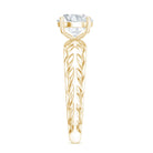 7 MM Solitaire Moissanite Engagement Ring with Filigree Band D-VS1 - Rosec Jewels