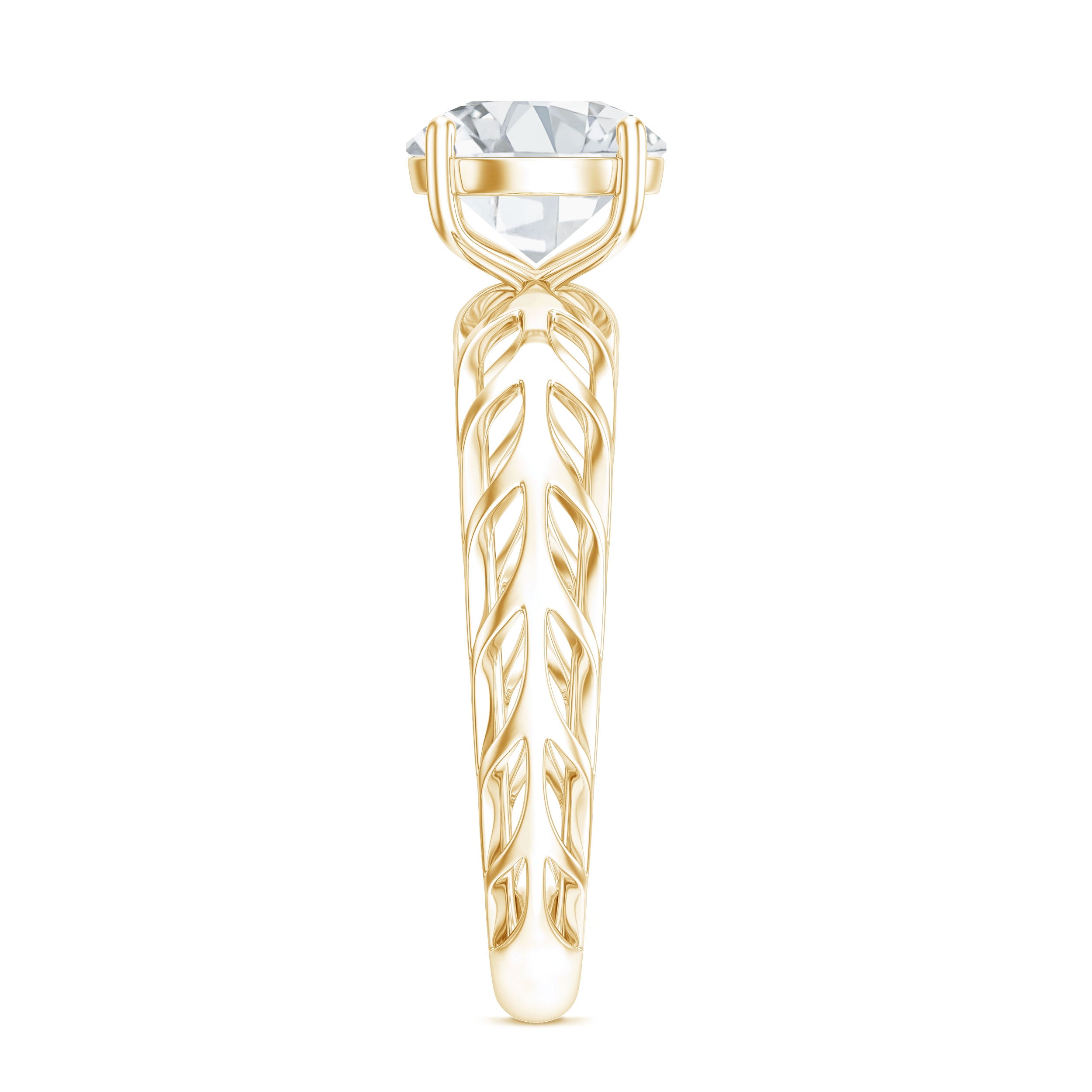 7 MM Solitaire Moissanite Engagement Ring with Filigree Band D-VS1 - Rosec Jewels