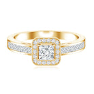 Lab Grown Diamond Princess Cut Engagement Ring with Halo Lab - ( EF-VS ) - Rosec Jewels