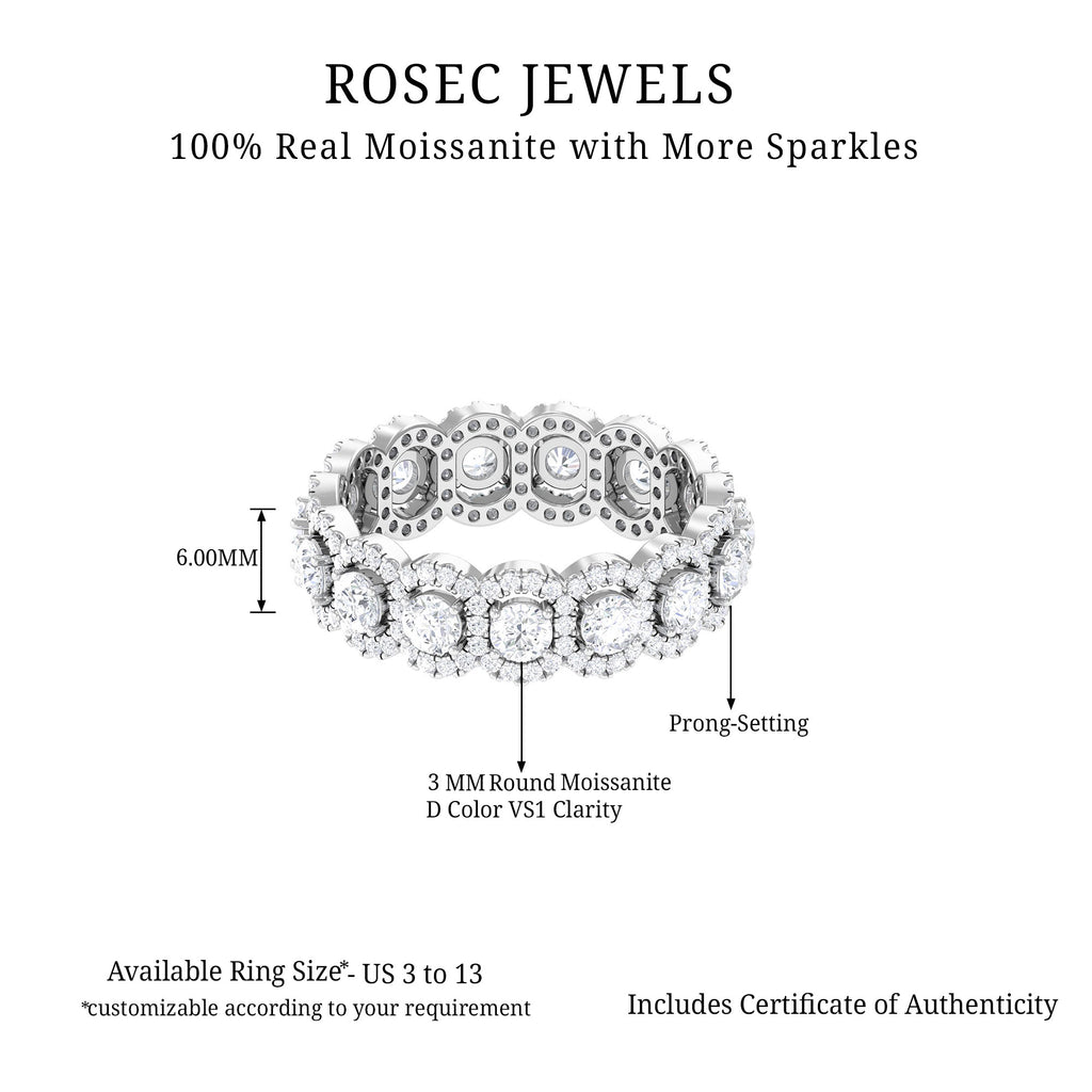 2.50 CT Moissanite Classic Halo Wedding Band Ring in Gold Moissanite - ( D-VS1 ) - Color and Clarity - Rosec Jewels