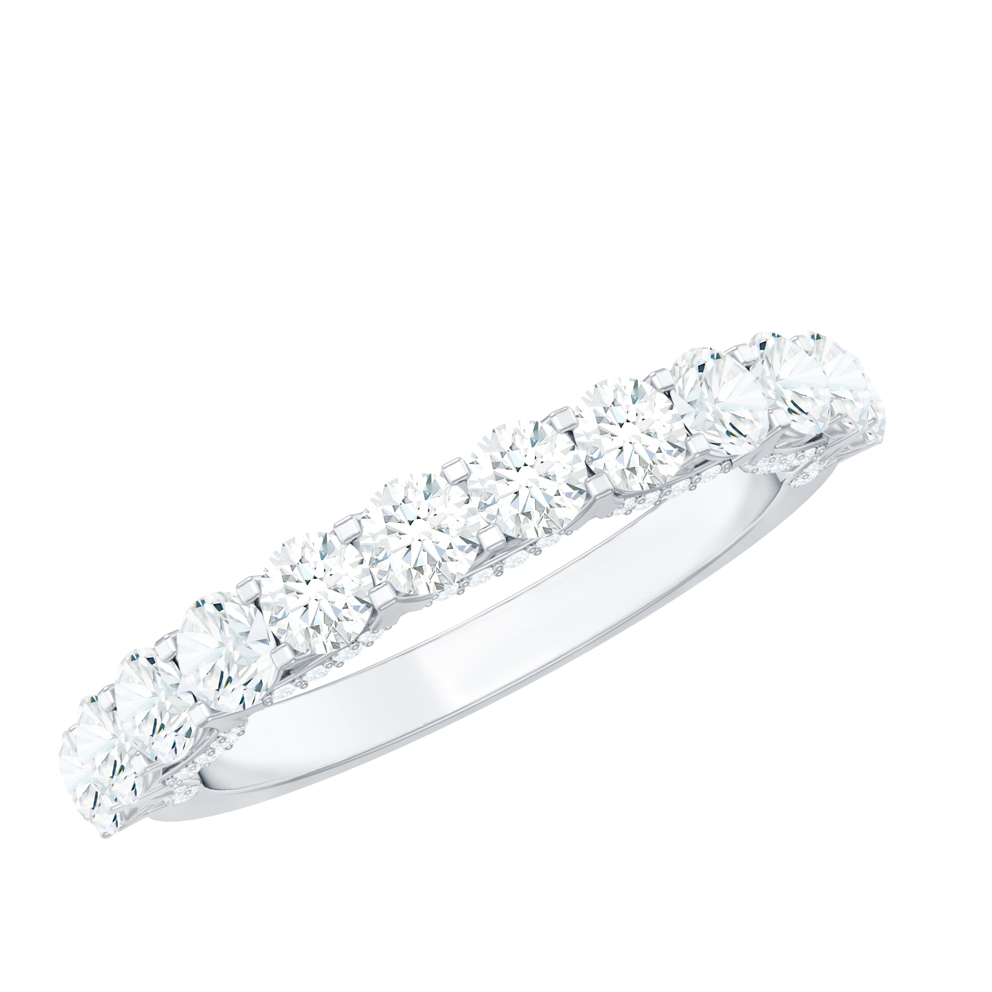Trellis Set Moissanite Half Eternity Ring