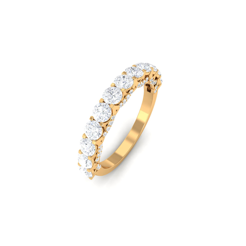 Trellis Set Moissanite Half Eternity Ring Moissanite - ( D-VS1 ) - Color and Clarity - Rosec Jewels