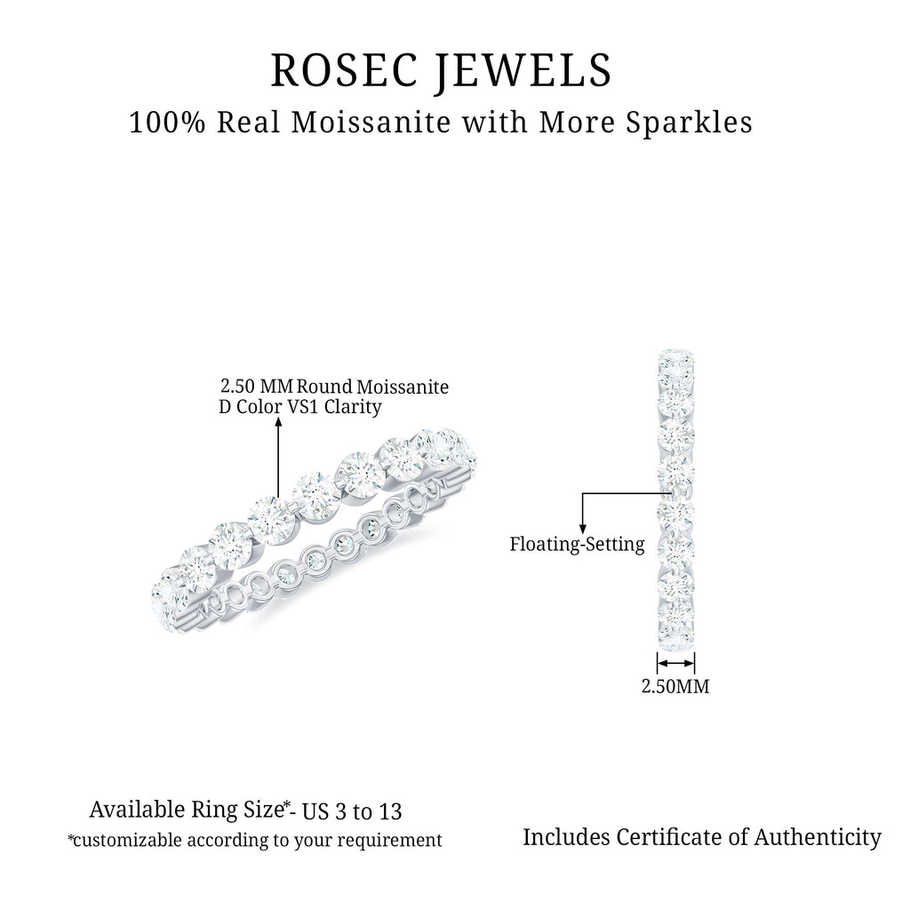 1.75 CT Moissanite Floating Eternity Ring Moissanite - ( D-VS1 ) - Color and Clarity - Rosec Jewels